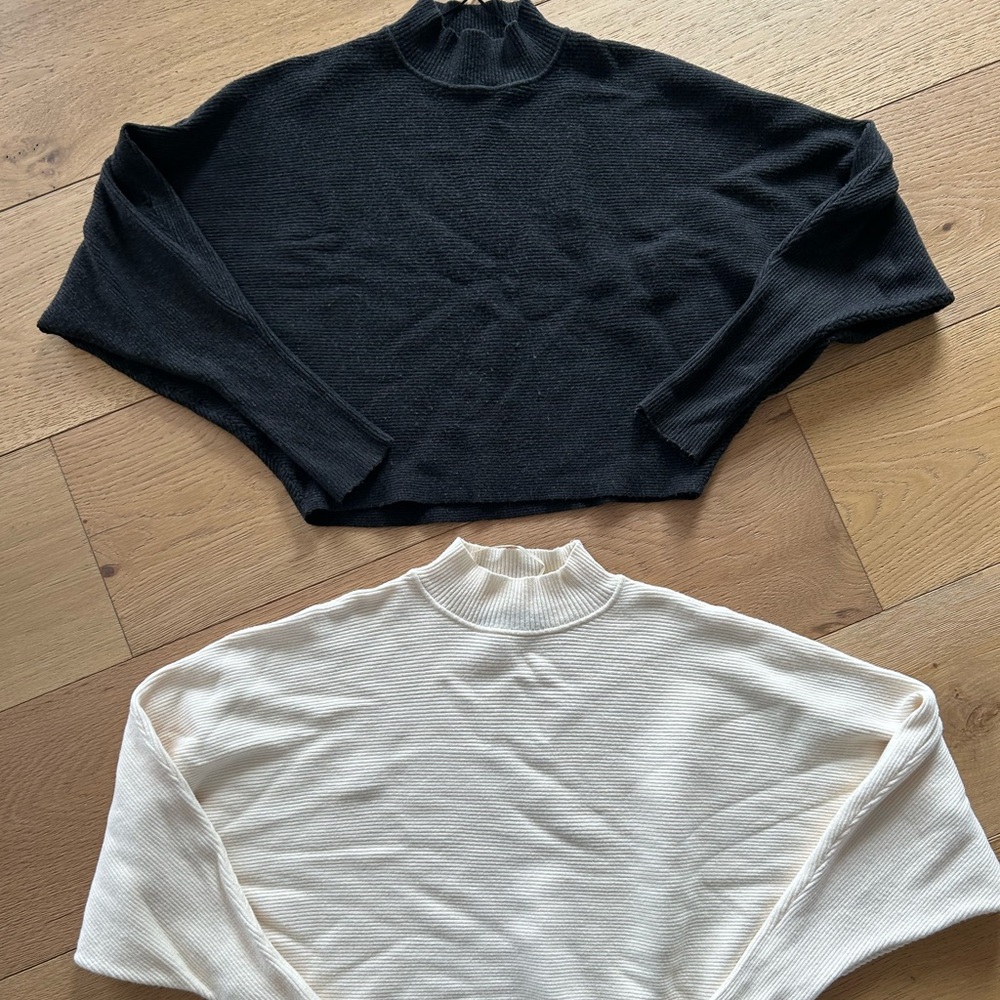 Zara Gray and Cream Women's Knit Sweaters (Size Small)
